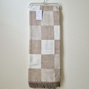 Portugal Cozy Earth Tone Checkered Luxury Throw Blanket